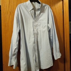 😊Mens Brook Brothers Regent Blue & White Checkered Long Sleeve Shirt sz 17.5 34